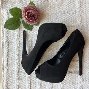FOREVER 21 Faux Suede Peep Toe Stilettos Platform- Size 6